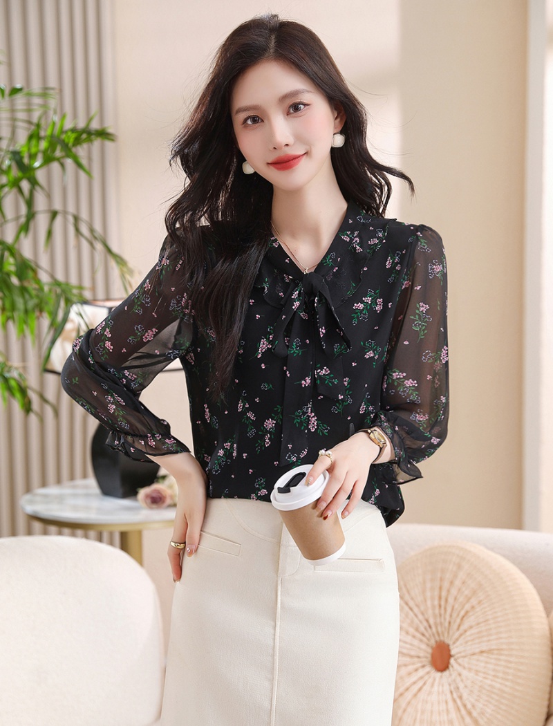 Long sleeve elegant small shirt frenum lace tops