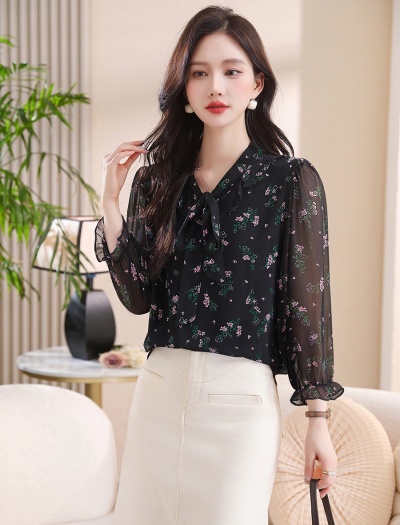 Long sleeve elegant small shirt frenum lace tops