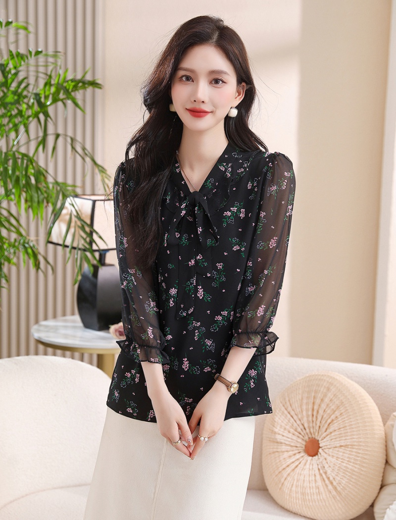 Long sleeve elegant small shirt frenum lace tops