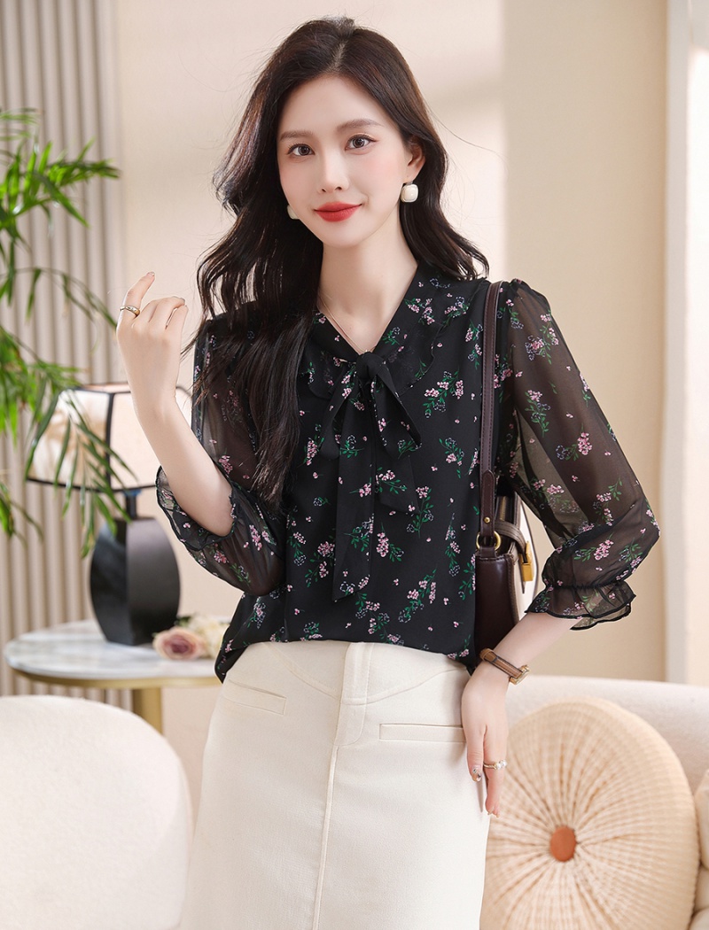 Long sleeve elegant small shirt frenum lace tops