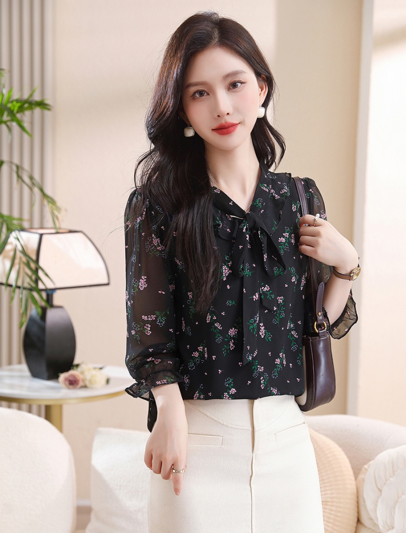 Long sleeve elegant small shirt frenum lace tops