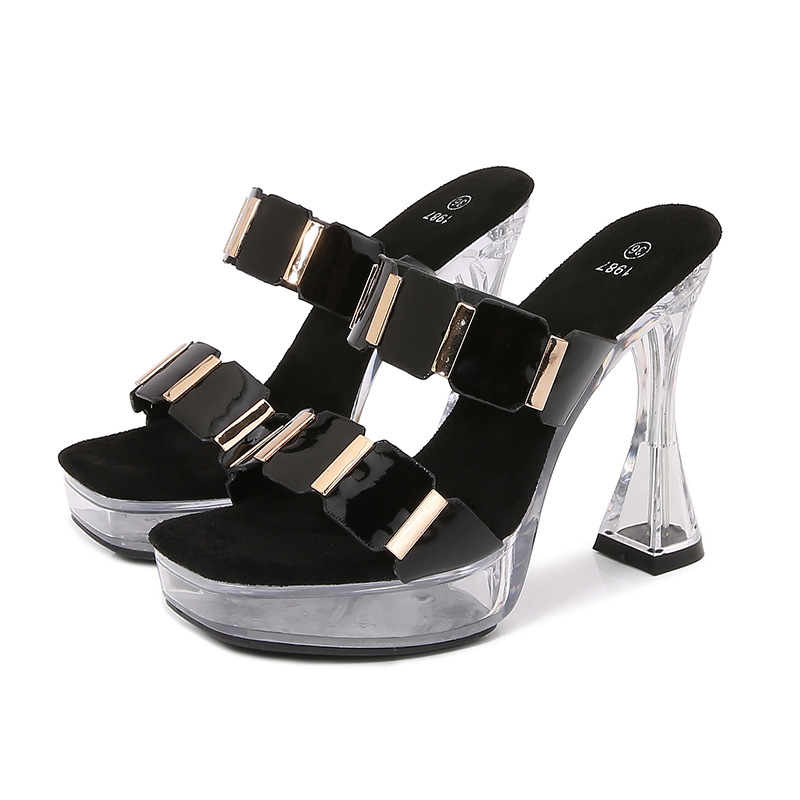 Crystal transparent antiskid nightclub rhinestone sexy sandals