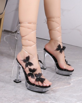 Antiskid transparent square head sandals