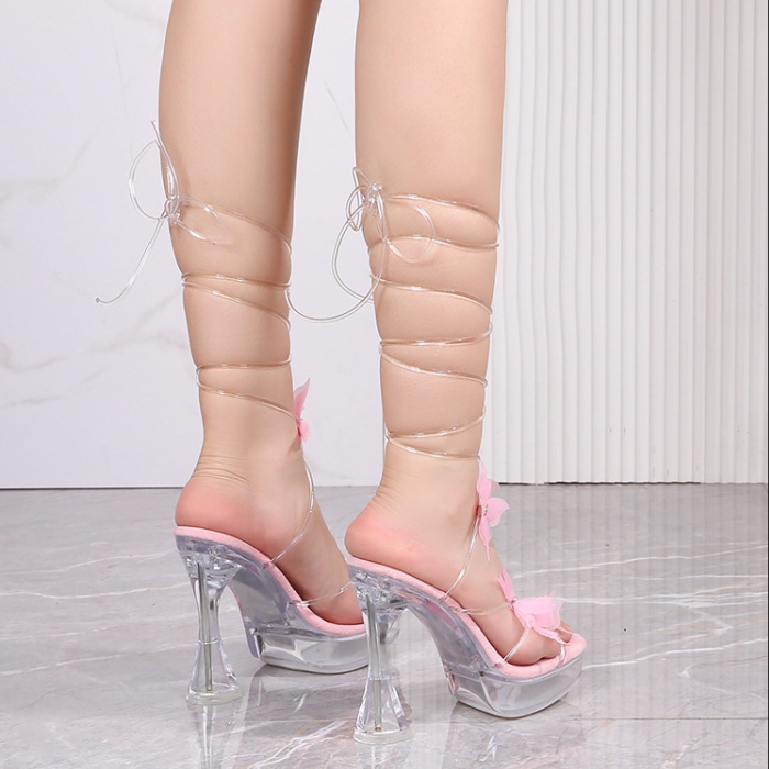 Antiskid transparent square head sandals