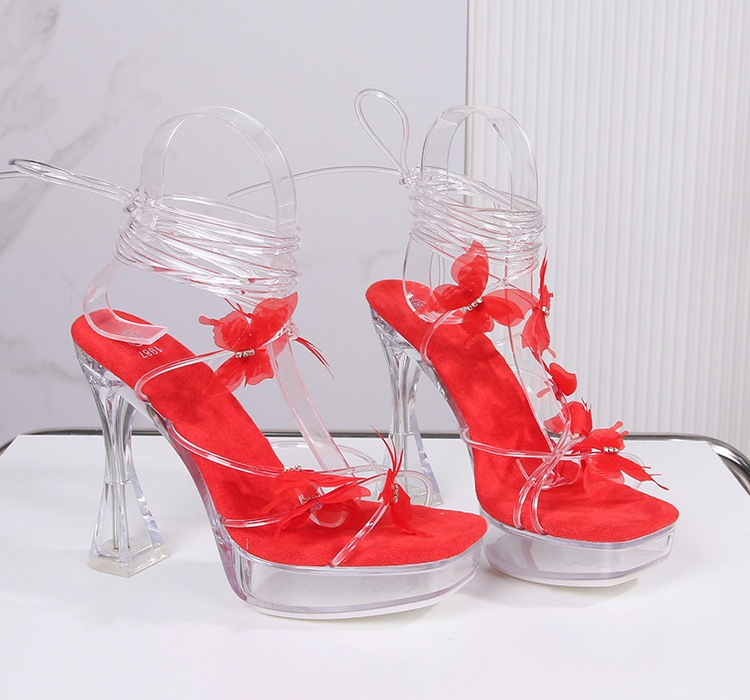 Antiskid transparent square head sandals