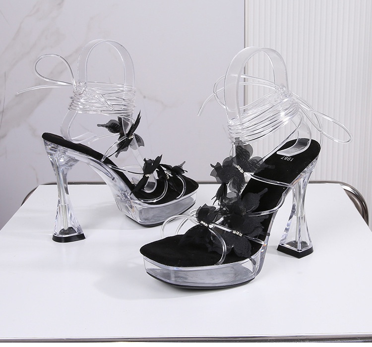 Antiskid transparent square head sandals