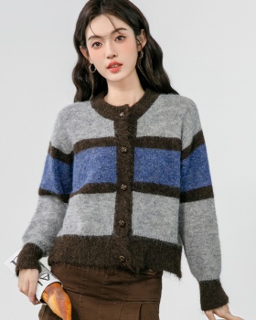 Autumn lazy knitted coat retro temperament sweater