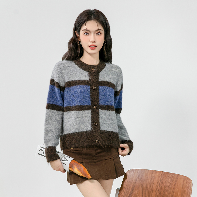 Autumn lazy knitted coat retro temperament sweater