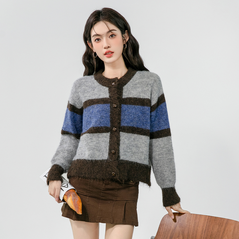 Autumn lazy knitted coat retro temperament sweater