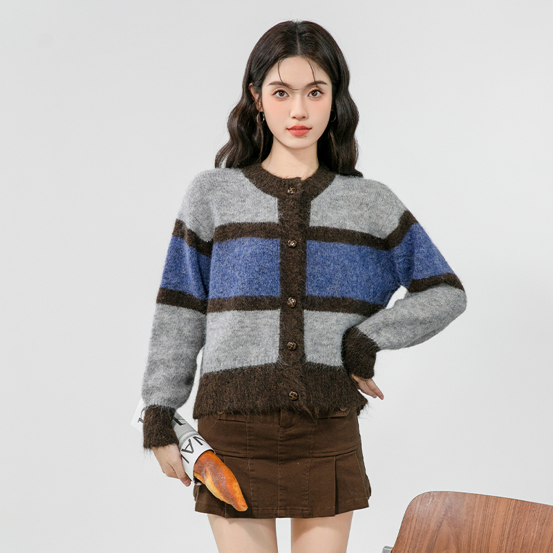 Autumn lazy knitted coat retro temperament sweater