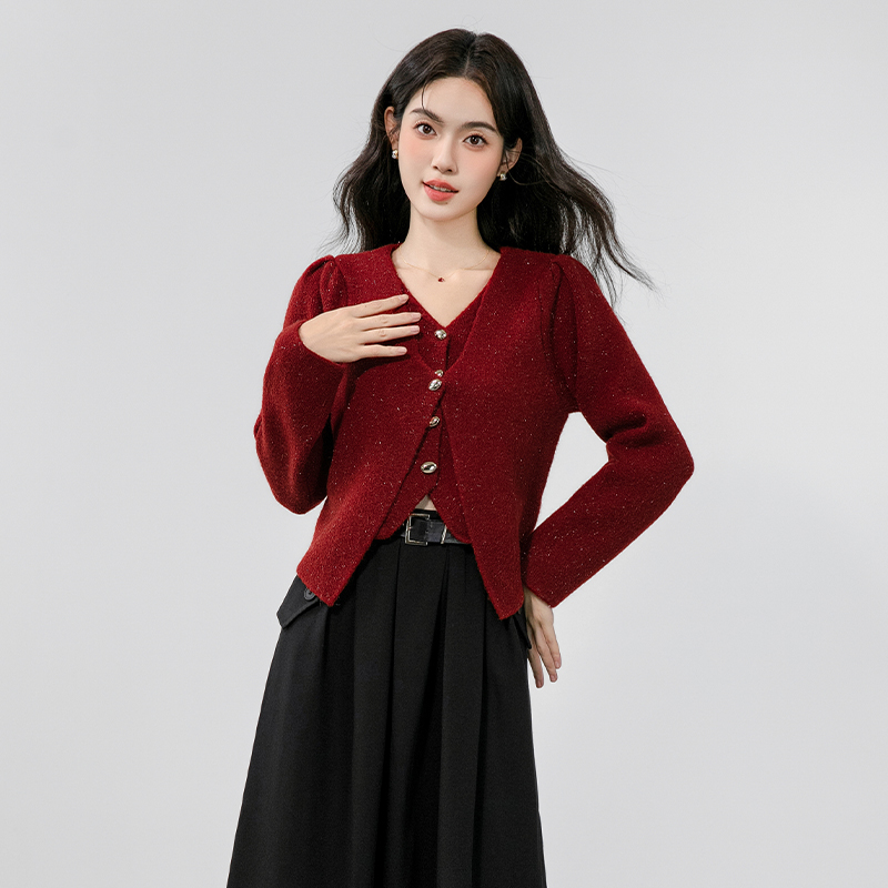 Winter liangsi cardigan V-neck tops for women