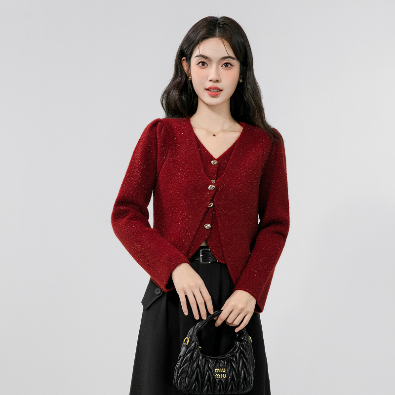 Winter liangsi cardigan V-neck tops for women