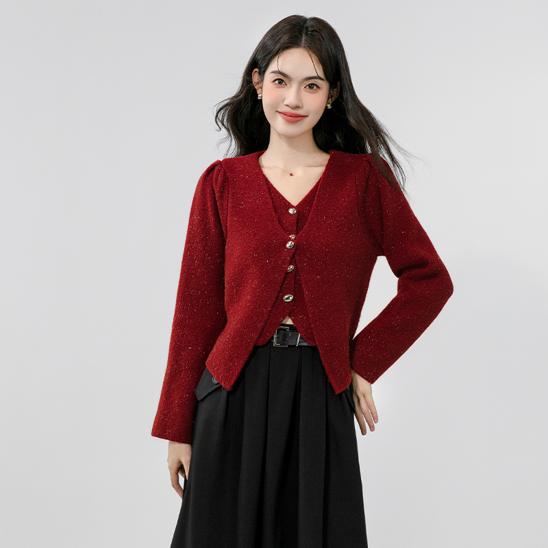 Winter liangsi cardigan V-neck tops for women