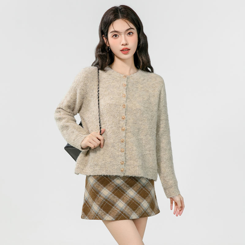 Tender long sleeve autumn coat slim knitted loose cardigan