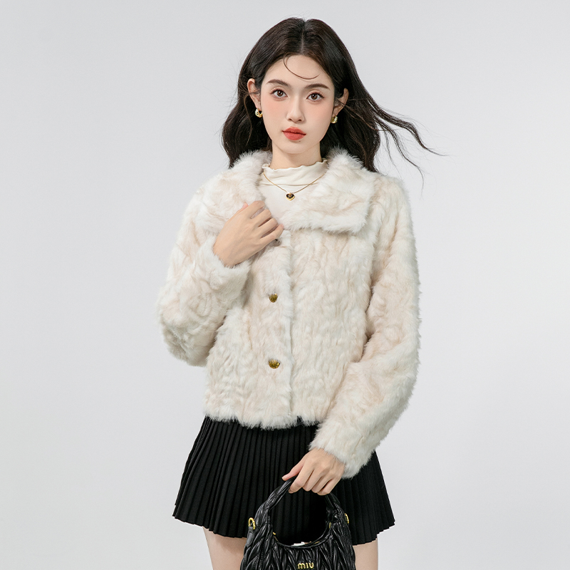 Chanelstyle tops lamb fur cardigan for women