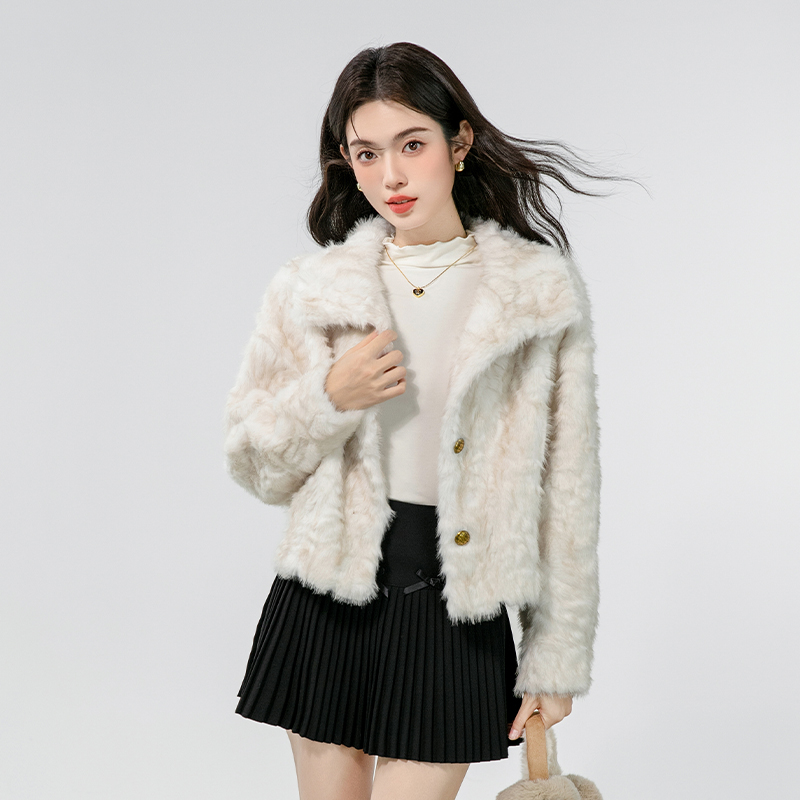 Chanelstyle tops lamb fur cardigan for women