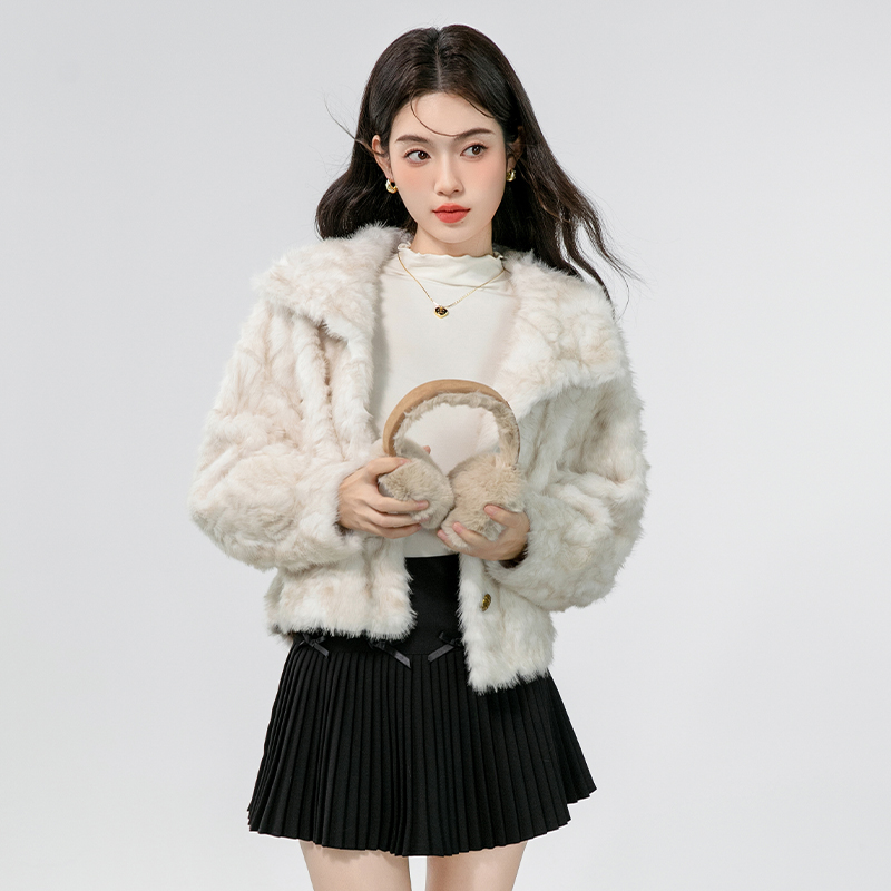 Chanelstyle tops lamb fur cardigan for women