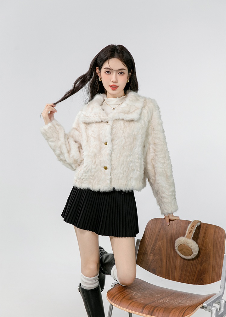 Chanelstyle tops lamb fur cardigan for women