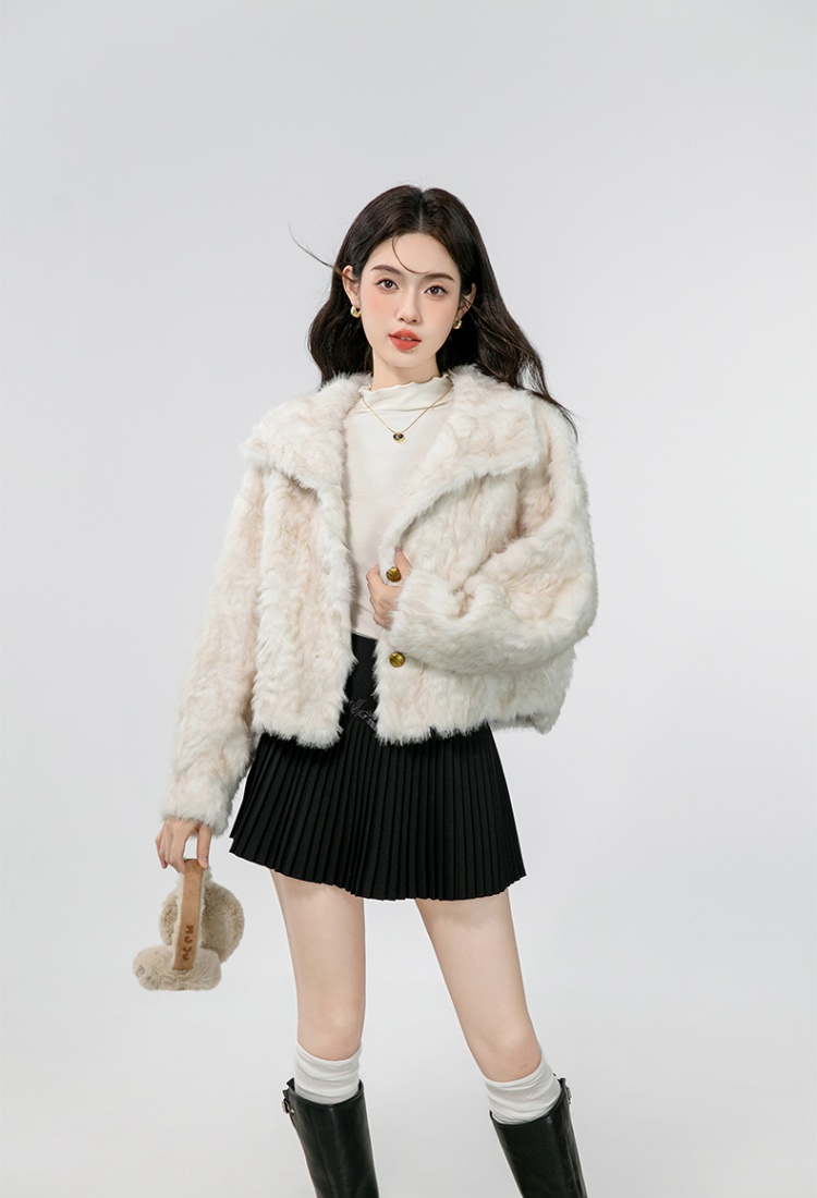 Chanelstyle tops lamb fur cardigan for women