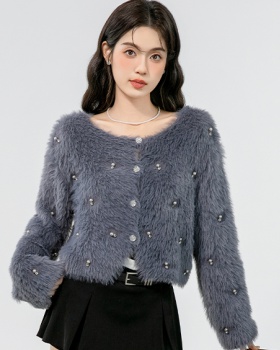 Autumn and winter cardigan beading tops for women