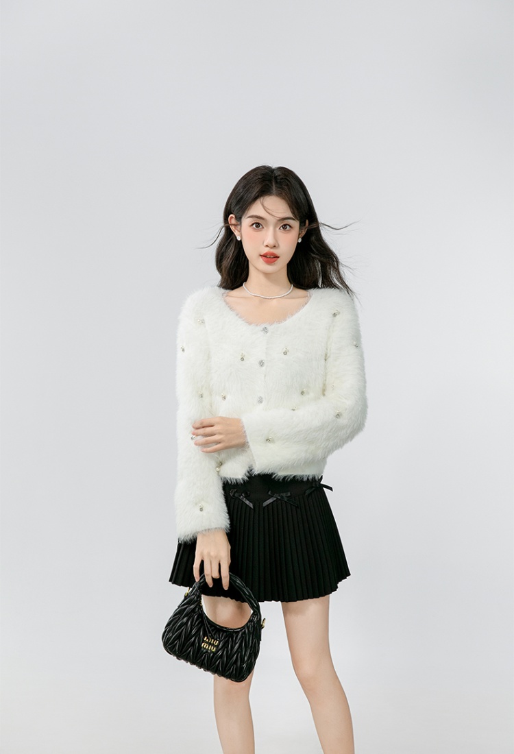 Autumn and winter cardigan beading tops for women