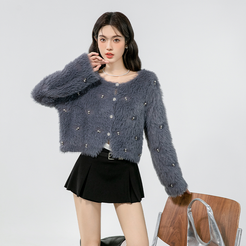 Autumn and winter cardigan beading tops for women