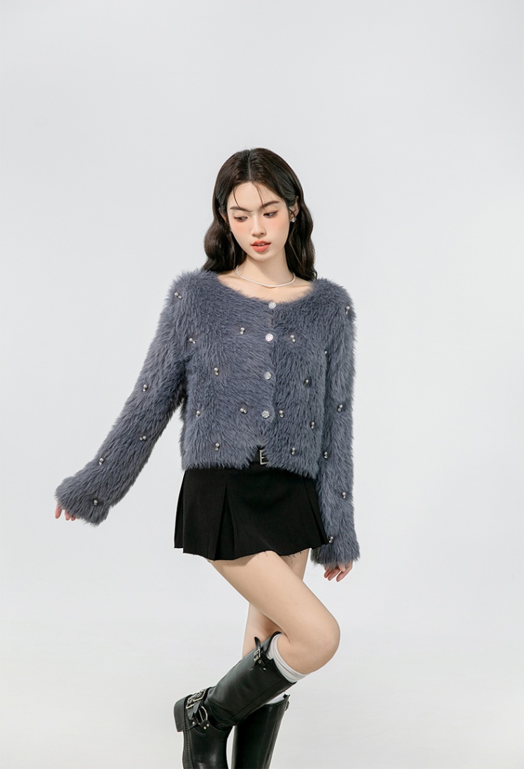 Autumn and winter cardigan beading tops for women