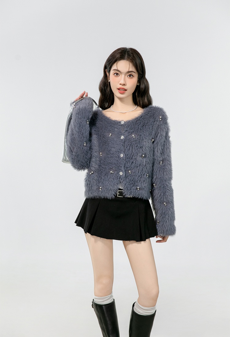 Autumn and winter cardigan beading tops for women