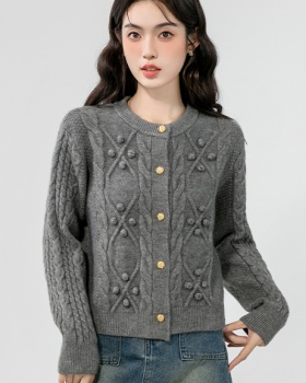 Twist pure cardigan knitted short sweater