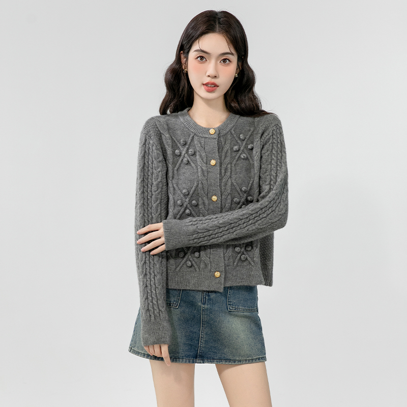 Twist pure cardigan knitted short sweater