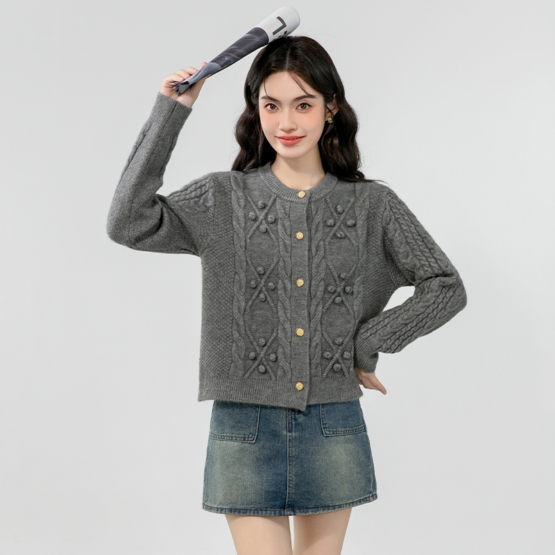 Twist pure cardigan knitted short sweater