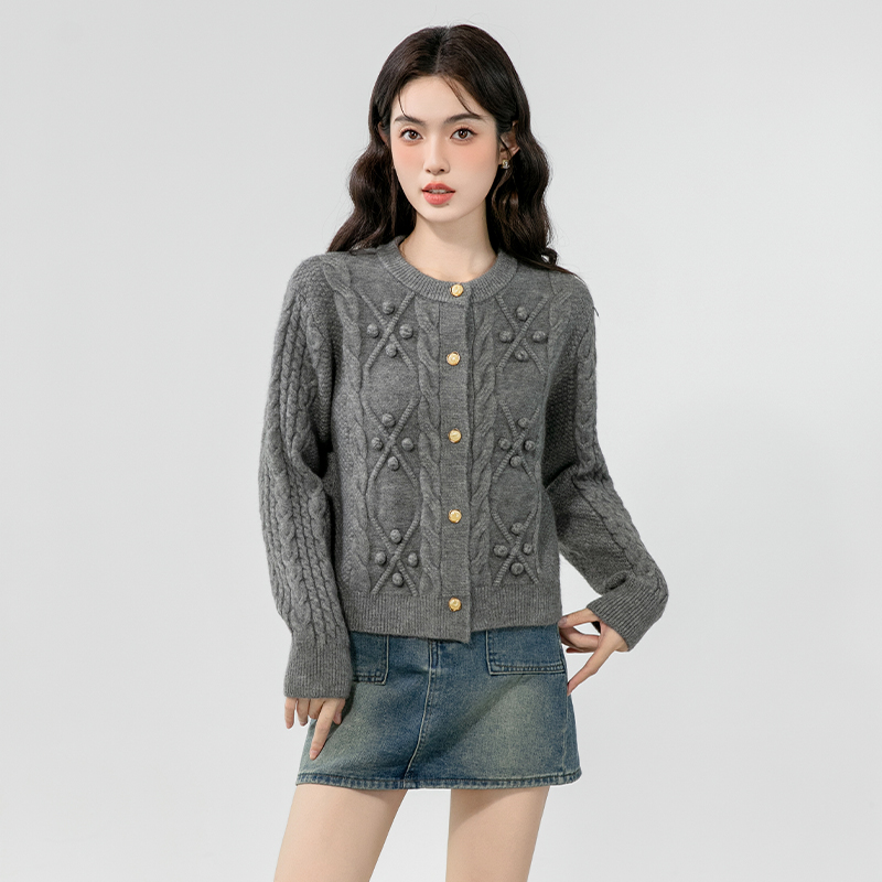 Twist pure cardigan knitted short sweater