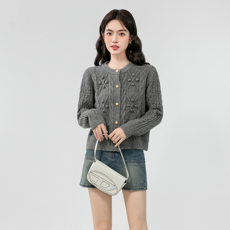 Twist pure cardigan knitted short sweater