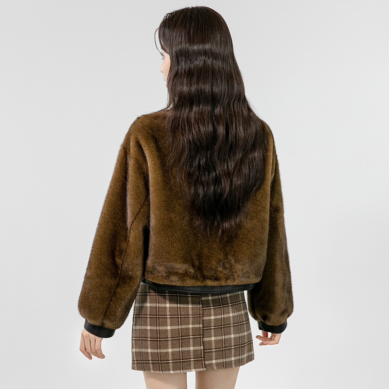 Short autumn and winter fur coat horn buckle chanelstyle tops