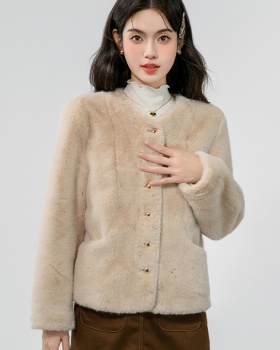 Imitation of mink hair tops fashion coat for women