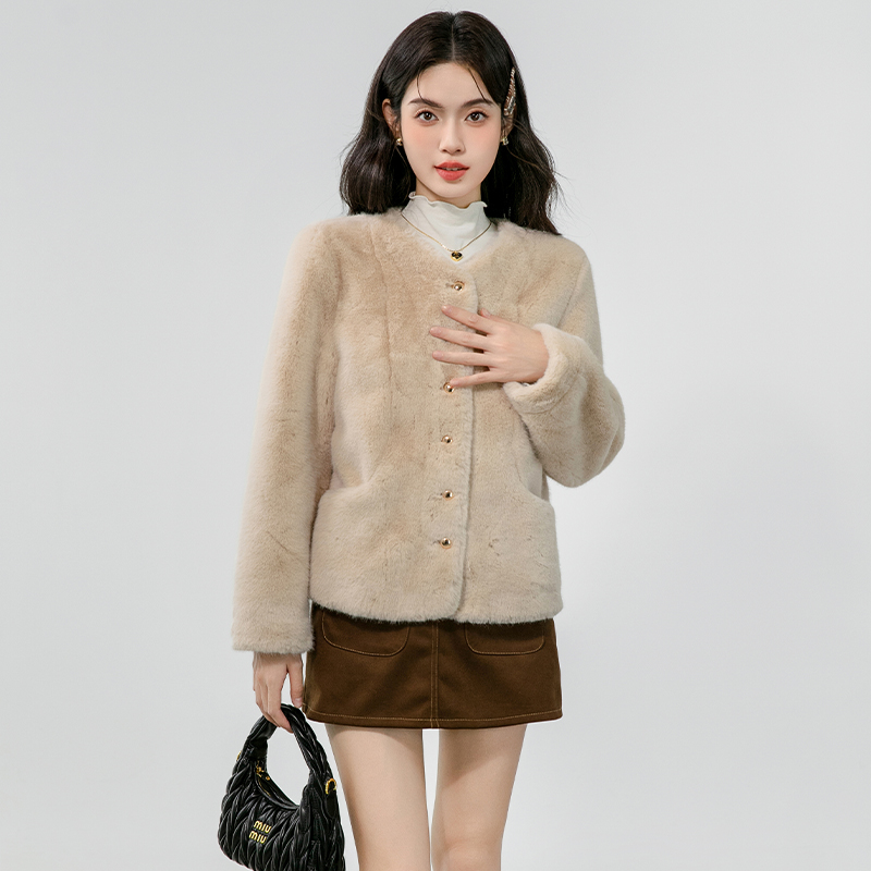 Imitation of mink hair tops fashion coat for women