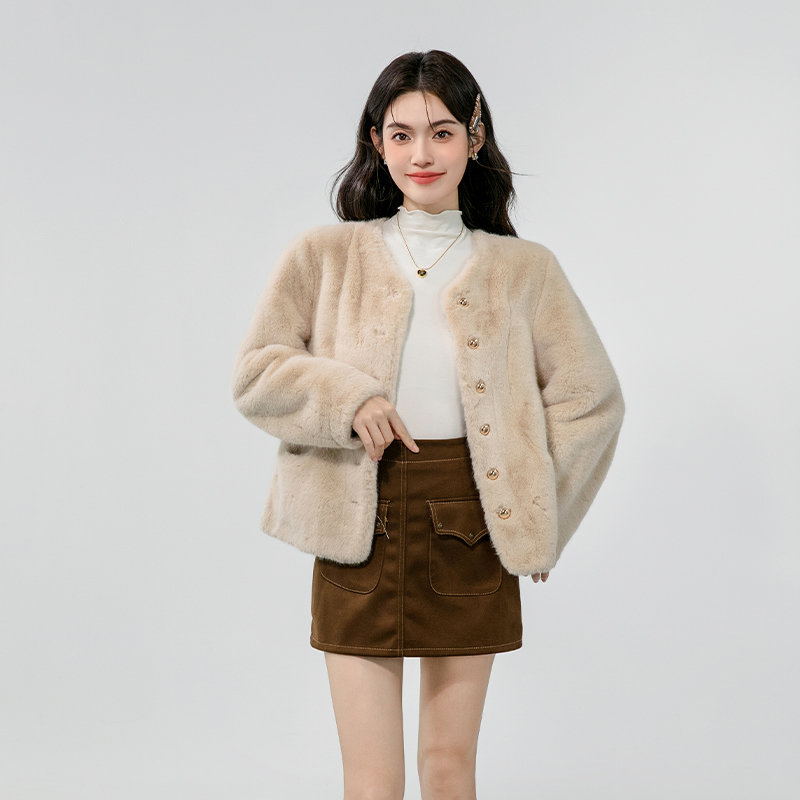 Imitation of mink hair tops fashion coat for women