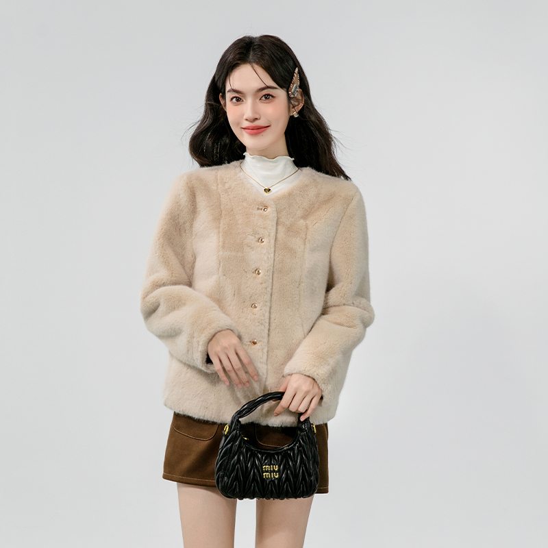 Imitation of mink hair tops fashion coat for women