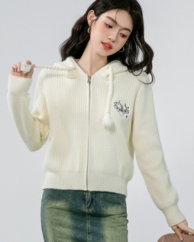 Zip knitted tops autumn and winter cardigan for women