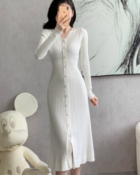 Temperament slim knitted France style dress