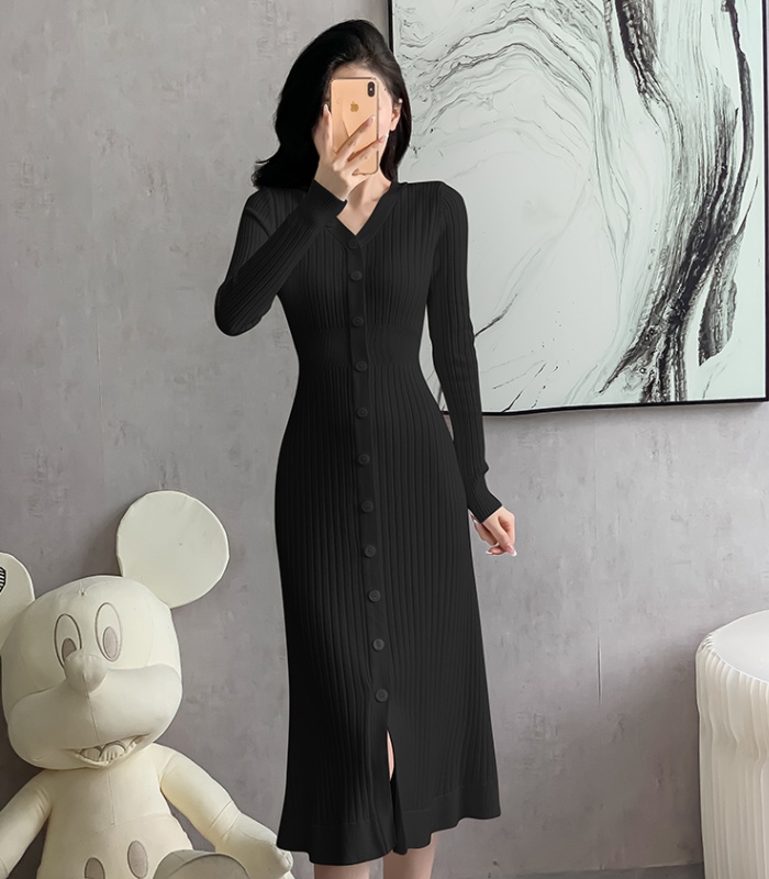 Temperament slim knitted France style dress