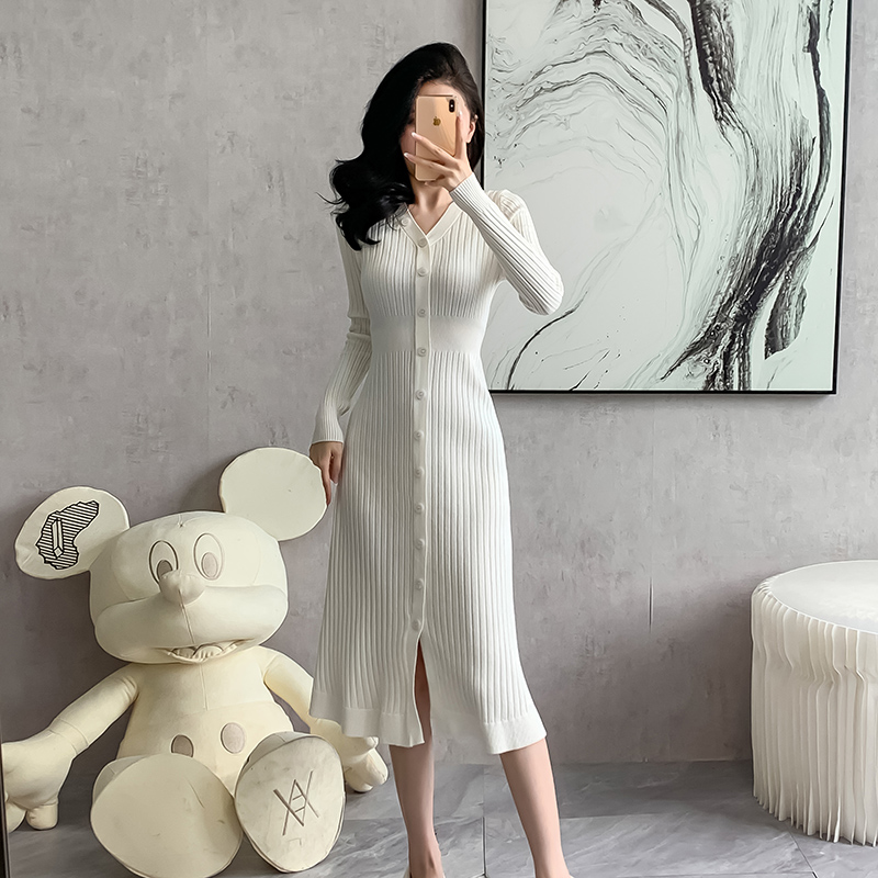 Temperament slim knitted France style dress