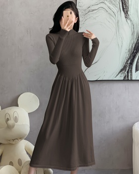 Autumn and winter dress pinched waist long dress for women