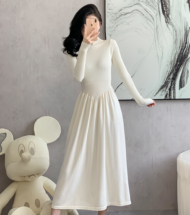 Autumn and winter dress pinched waist long dress for women