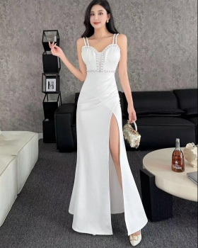 Split V-neck sling jumpsuit sexy temperament evening dress