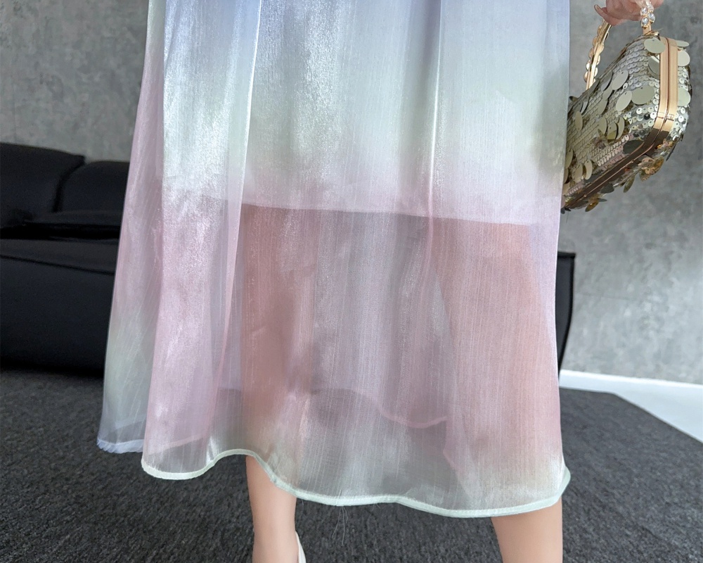 Tie dye big skirt bottoming sling sexy printing dress