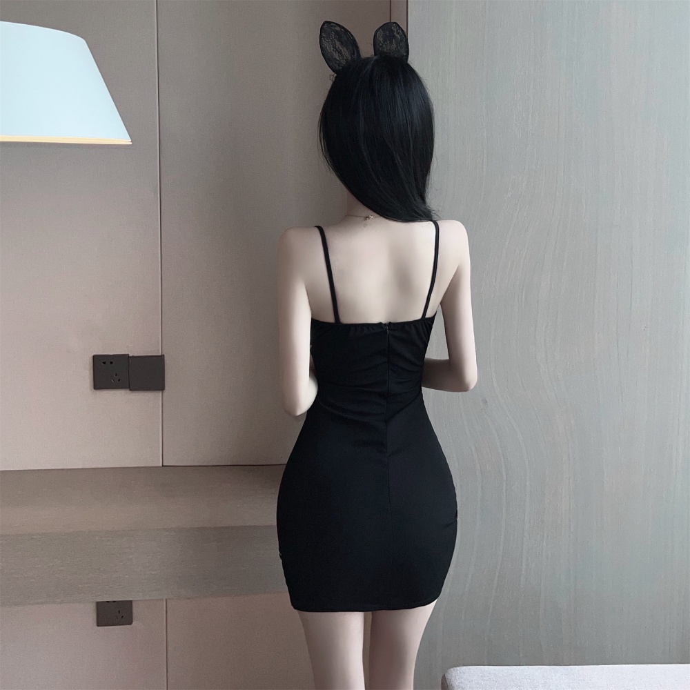 Tight low-cut hollow lotus leaf edges bottoming T-back