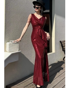 Long sequins banquet mermaid fashion evening dress