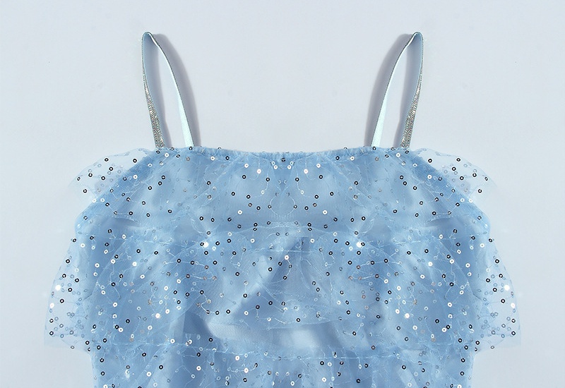 Blue summer sequins dress cake sling formal dress