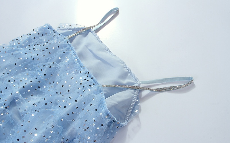 Blue summer sequins dress cake sling formal dress